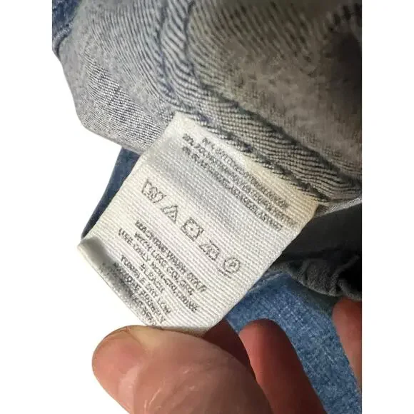 Free People Denim Jean Mini Modern Femme Skirt Size 8 Blue Western Casual Stripe - Picture 8 of 9